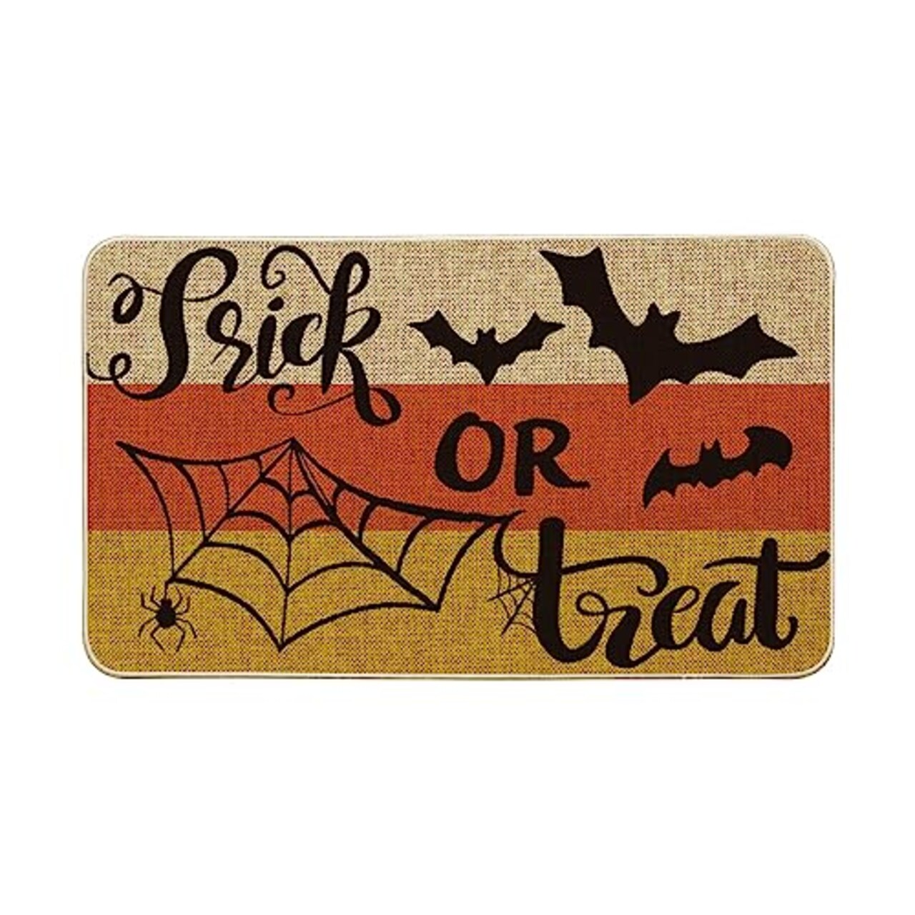 Artoid Mode Trick or Treat Decorative Doormat, Seasonal Fall Halloween Bats Spider Web Low-Profile Floor Mat Switch Mat for Indoor Outdoor 17 x 29 Inch